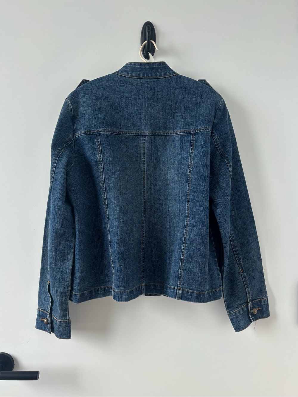 Vintage Y2K Military Style Utility Denim Jacket Womens - Picture 3 of 6